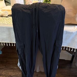 Women's Black Cargo Jogger Pants with Drawstring Waist